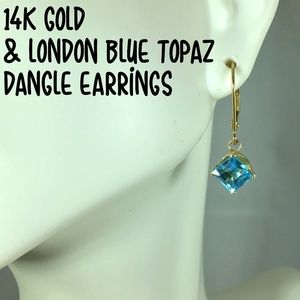 14K Gold and Blue Topaz Earrings